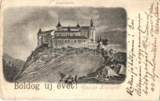 1902 Krasznahorkaváralja, Krásnohorské Podhradie (Rozsnyó); vár. kiadja Falvi Jenő / castle / Schloss s: Bálint B. (szakadás / tear)