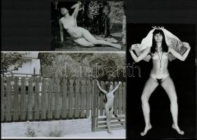 cca 1979 Csodás lányok, szolidan erotikus felvételek, 9 db vintage negatív (24x36 mm), + 7 db mai na...