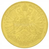 Ausztria 1915. 100K Au "Ferenc József" utánveret (33,93g/0.900) T:2 karc, ph.
Austria 191...