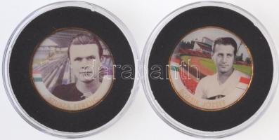 1992-2016. 50Ft Cu-Ni aranyozott, festett multicolor érem (2x) "A Magyar Foci Legendái" sorozat: Szusza Ferenc, Bozsik József T:2