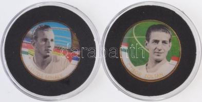 1992-2016. 50Ft Cu-Ni aranyozott, festett multicolor érem (2x) "A Magyar Foci Legendái" sorozat: Czibor Zoltán, Lantos Mihály T:2