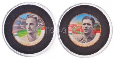 1992-2016. 50Ft Cu-Ni aranyozott, festett multicolor érem (2x) "A Magyar Foci Legendái" sorozat: Puskás Ferenc, Lóránt Gyula T:2