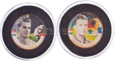1992-2016. 50Ft Cu-Ni aranyozott, festett multicolor érem (2x) "A Magyar Foci Legendái" sorozat: Zakariás József, Kocsis Sándor T:2
