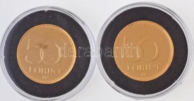 1992-2016. 50Ft Cu-Ni aranyozott, festett multicolor érem (2x) "A Magyar Foci Legendái" so...