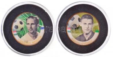 1992-2016. 50Ft Cu-Ni aranyozott, festett multicolor érem (2x) "A Magyar Foci Legendái" sorozat: Hidegkúti Nándor, Sárosi György T:2