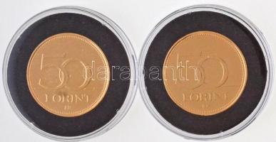 1992-2016. 50Ft Cu-Ni aranyozott, festett multicolor érem (2x) "A Magyar Foci Legendái" so...
