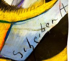 Scheiber jelzéssel: Kalapos hölgy. Vegyes technika, karton, 49x34 cm