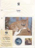 1986. "30 éves a WWF / Hiúz" jelzett Ag emlékérem német nyelvű tanúsítvánnyal és tájékozta...