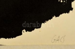 Gacs Gábor (1930-): Fej. Linó, papír, jelzett, 40×30 cm