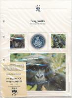 1986. "30 éves a WWF / Hegyi gorilla" jelzett Ag emlékérem német nyelvű tanúsítvánnyal és ...