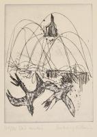 Csohány Kálmán (1925-1980): Két madár. Rézkarc, papír, jelzett, 19×14 cm