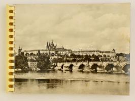 1958 Prága, eredeti vintage fotókból összeállított fotóalbum, angol nyelvű képleírásokkal, 48 db fotó, 17x20 cm