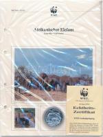 1986. "30 éves a WWF / Afrikai elefánt" jelzett Ag emlékérem német nyelvű tanúsítvánnyal é...