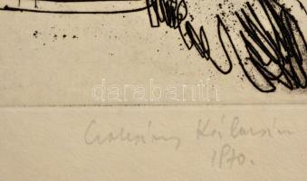 Csohány Kálmán (1925-1980): Szárnyak. Rézkarc, papír, jelzett, 29×20 cm