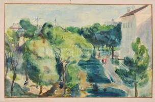 Emőd Aurél (1897-1958): Park részlet. Akvarell, papír, jelzett, 27×42 cm