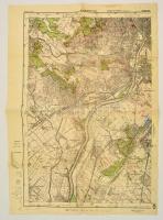 1944Budapest Délnyugat térképe, kiadja a M. kir. Honvéd Térképészeti Intézet, hajtásnál javított, 63x45,5 cm