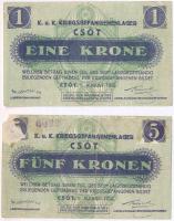 Csót / Hadifogolytábor 1916. augusztus 1. 1K + 5K T:III,III- egyiken anyaghiány
Adamo HHC-1.4