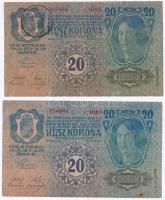 1913. 20K (2x) + 1913. 20K (2x) II. kiadás, egyik fekete ROMANIA TIMBRU SPECIAL felülbélyegzéssel T:III