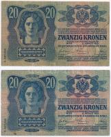 1913. 20K (2x) + 1913. 20K (2x) II. kiadás, egyik fekete "ROMANIA TIMBRU SPECIAL" felülbél...