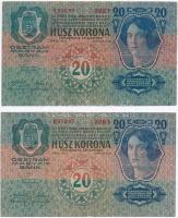 1913. 20K (2x) + 1913. 20K (2x) II. kiadás, egyik fekete "ROMANIA TIMBRU SPECIAL" felülbél...