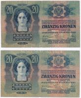 1913. 20K (2x) + 1913. 20K (2x) II. kiadás, egyik fekete "ROMANIA TIMBRU SPECIAL" felülbél...