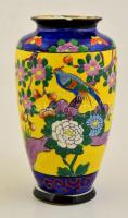 Japán porcelán váza, kézzel festett, jelzett, lepattanásokkal, m: 22 cm