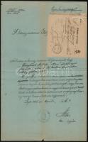 1895 Győri kir. ügyészségi okmány, föladóvevénnyel