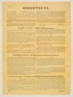 1894 Gödöllői kir. járásbíróság hirdetményei, hajtott, 62,5x47 cm