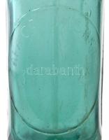 Régi román színes szódásüveg, sárkány fejjel,  felirattal, jó állapotban, m:32 cm