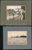 1912-1913 9 db városképes fotó az Adriáról, köztük Piran, Isola, Lesina, kartonra ragasztva, 7,5x11 cm