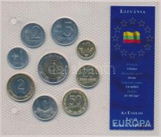 Litvánia 1991-2002. 1c-5L (9xklf) Az utolsó Litas forgalmi pénzek forgalmi sor T:1 Lithuania 1991-2002. 1 Centas - 5 Litai (9xdiff) The last Litas coins coin set C:UNC
