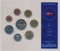 Lettország 1992-2004. 1s-2L (8xklf) Az utolsó Lat forgalmi pénzek forgalmi sor T:1 Latvia 1992-2004. 1 Santims - 2 Lati (8xdiff) The last Lati coins coin set C:UNC