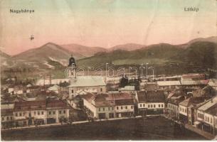 Nagybánya, Baia Mare; Látkép, templom, Vajda Márton üzlete / general view, church, shop (fa)