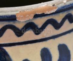 Katona Mihály (fazekas): Korondi padlóváza, kézzel festett mázas cserép, száján kis lepattanással, m...