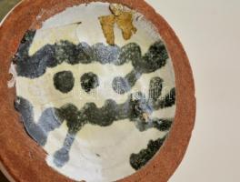 Iparművészeti Vállalatos Gorka Lívia  váza, mázas festett kerámia, jelzett, nagyon apró lepattanássa...