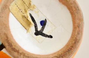 Retro váza, kézzel festett mázas kerámia, jelzés nélkül, m: 22 cm