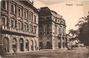 Szeged, Színház, villamos, Schwarz Jenő kiadása (kopott sarkak / worn corners)
