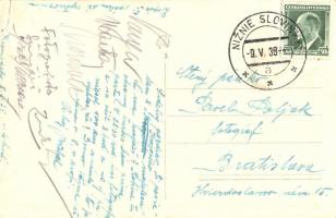 1938 Alsószalánk, Nizné Slovinky; falubeliek népviseletbe öltözve, csoportkép / villagers in folk co...