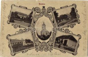 1917 Bosác, Bosáca; templom, üzlet, kastélyok / church, castles, shop. Art Nouveau (szakadás / tear)