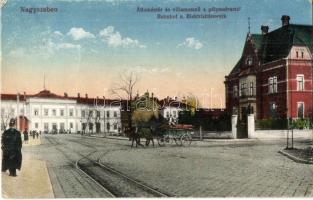 Nagyszeben, Hermannstadt, Sibiu; Vasútállomás, Állomás tér a Villamosművel / Bahnhof, Elektrizitätswerk / railway station, Electricity work (EK)