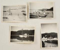 1930 Tihanyi életképek, különböző helyszínekről 4 db fotó, 8,5×6 cm között