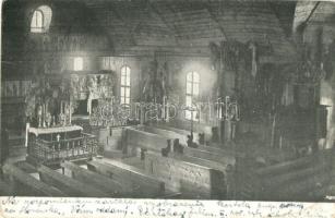Nagypalugya, Velká Paludza; Evangélikus fatemplom, belső / Vnutro dreveného evanj. kostola / wooden church interior (fa)