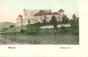 Zólyom, Zvolen; vár, vasúti sín / castle, railway tracks