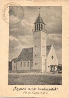 Érsekújvár, Nové Zámky; Református Fiókegyház Hálaadás temploma, felszentelve 1942-ben / Calvinist church (kis szakadások / small tears)