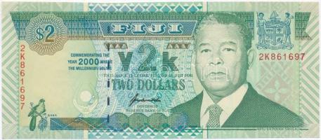 Fidzsi-szigetek 2000. 2$ y2k T:I  Fiji Islands 2000. 2 Dollars y2k C:UNC
