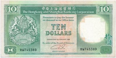 Hongkong 1992. 10$ T:III ly., szép papír  Hong Kong 1992. 10 Dollars C:F hole, fine paper