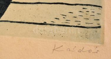 Kádár György (1912-2002): Asztali csendélet. Rézkarc, papír, jelzett, 24,5×29 cm