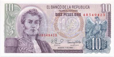Kolumbia 1980. 10P T:I Colombia 1980. 10 Peso Oro C:UNC Krause 407.g