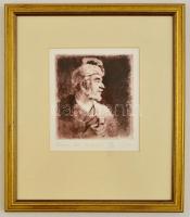 Gulyás László (1960-): Turbános férfi. Rézkarc (14/25), papír, üvegezett keretben, jelzett, 14×13 cm