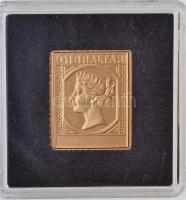 DN Világ Bélyegcsodái - Gibraltár Sin Valor (érték nélküli) 1889 aranyozott Cu bélyegérem tanúsítvánnyal (21,4x24,8mm) T:PP